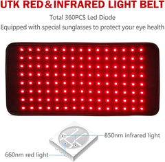 UTK Red Infrared Light Therapy Pads for Back Shoulder Pain Relief,LED 660＆850nm Wearable Wrap
