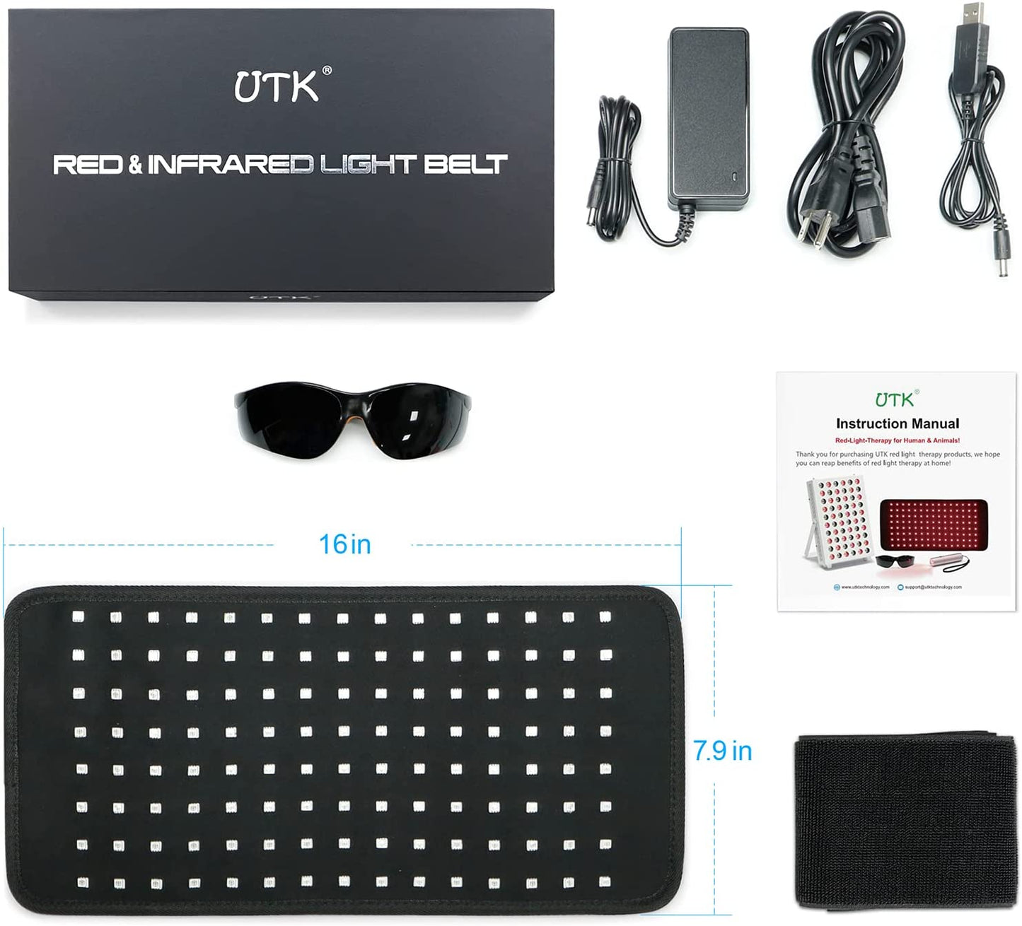 UTK Red Infrared Light Therapy Pads for Back Shoulder Pain Relief,LED 660&850nm Wearable Wrap