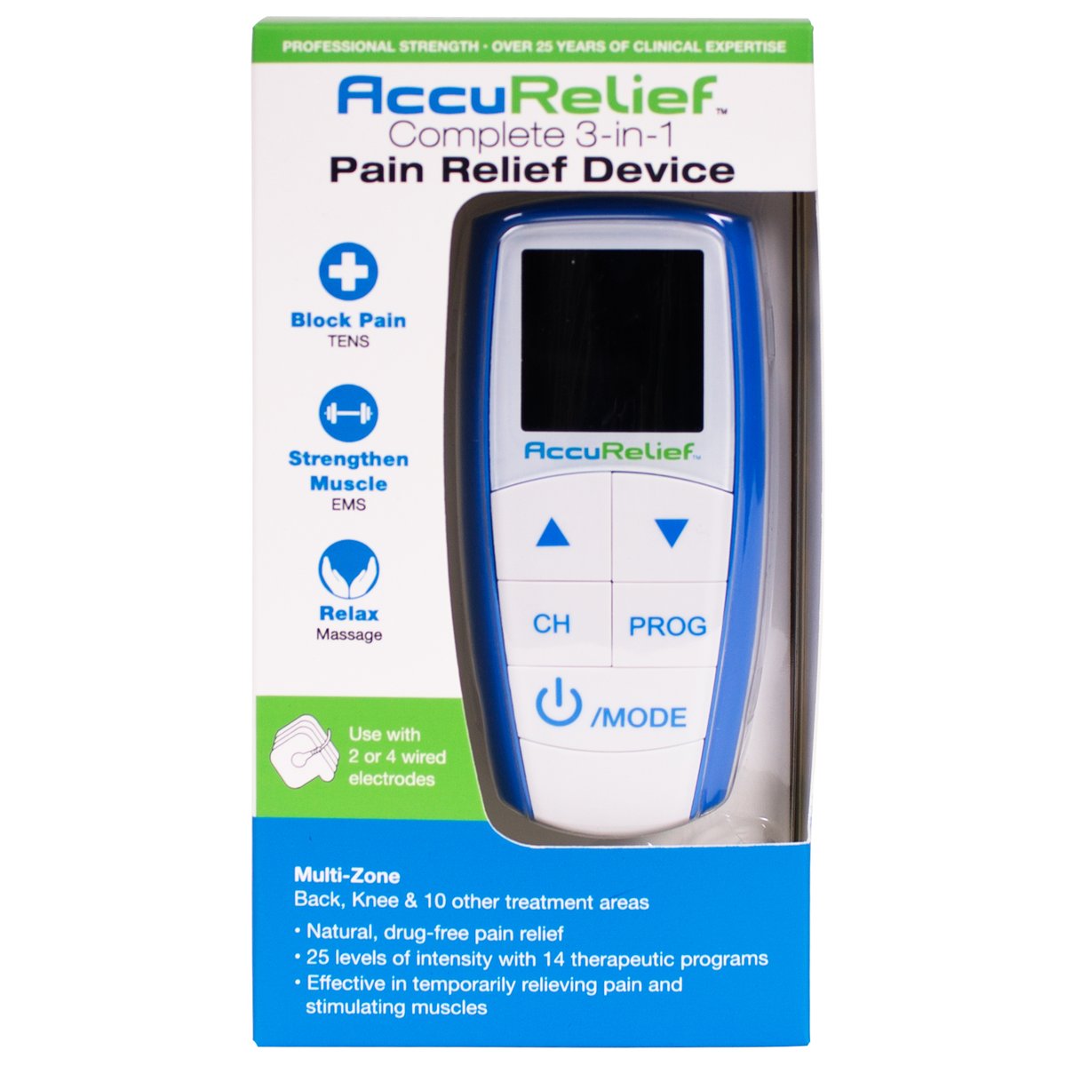 ACCURELIEF™ COMPLETE 3-IN-1 TENS UNIT, EMS, MASSAGER DEVICE