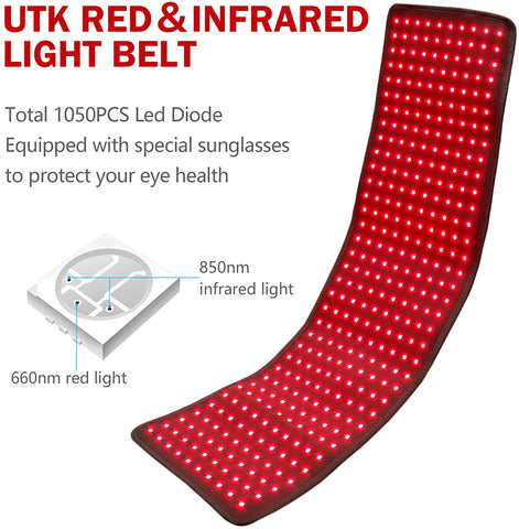 UTK Wearable Light Therapy Wrap 660nm LED Red Light and 850nm Near Infrared Light Therapy Pads