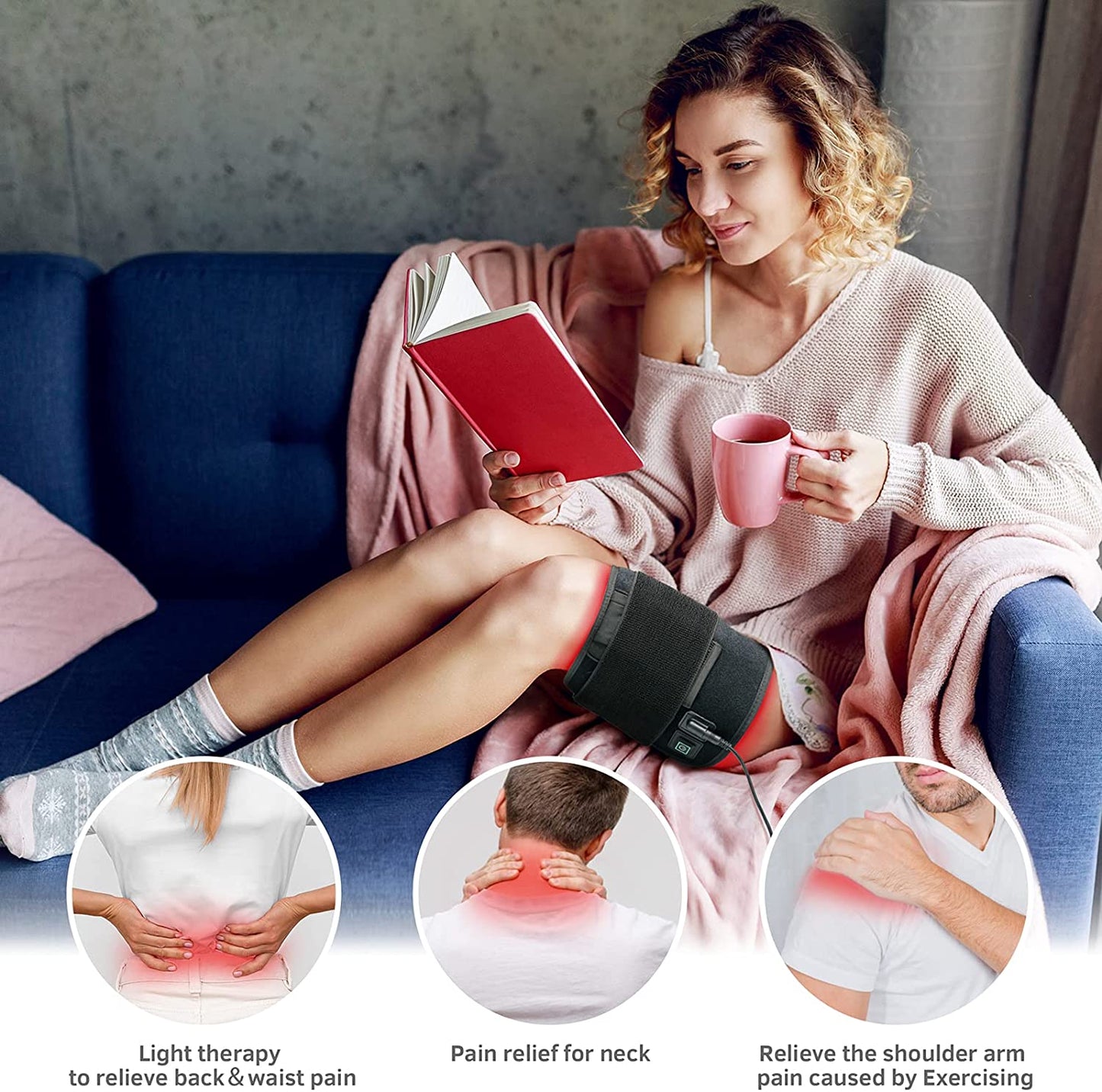 UTK Red Infrared Light Therapy Pads for Back Shoulder Pain Relief,LED 660＆850nm Wearable Wrap