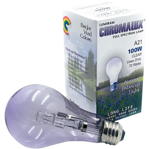 Chromalux by Lumiram A21/100W Clear Full Spectrum Bulbs