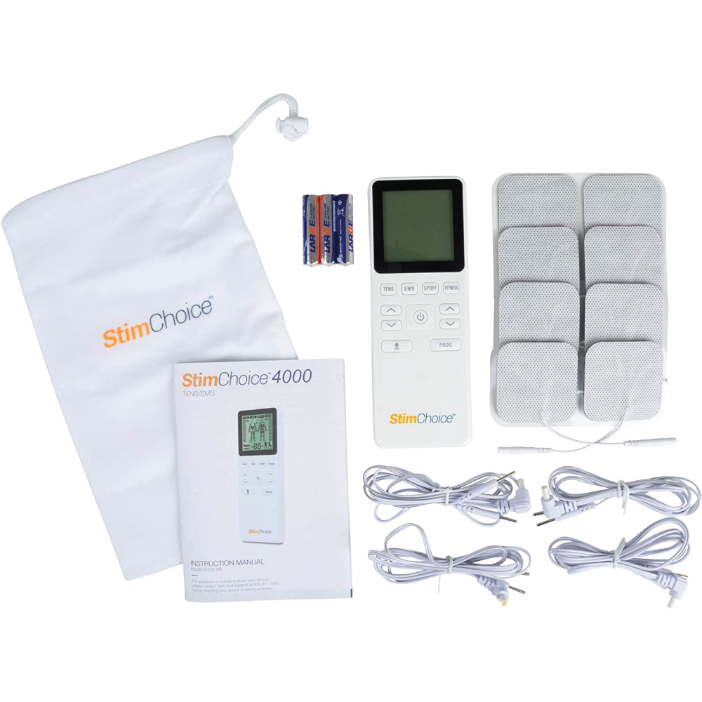 StimChoice 4000 TENS Unit Muscle Stimulator and EMS Muscle Stimulator - 4  Channel TENS Machine Electro Stim